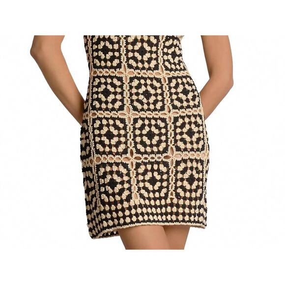 ELAN Dresses & Skirts - NEW ELAN crochet square neck swim cover up dress in black white combo
